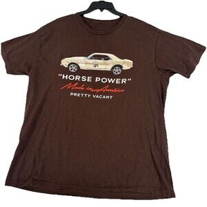 Pretty Vacant Horse Power Made In America Muscle Car Graphic T Shirt XL Brown